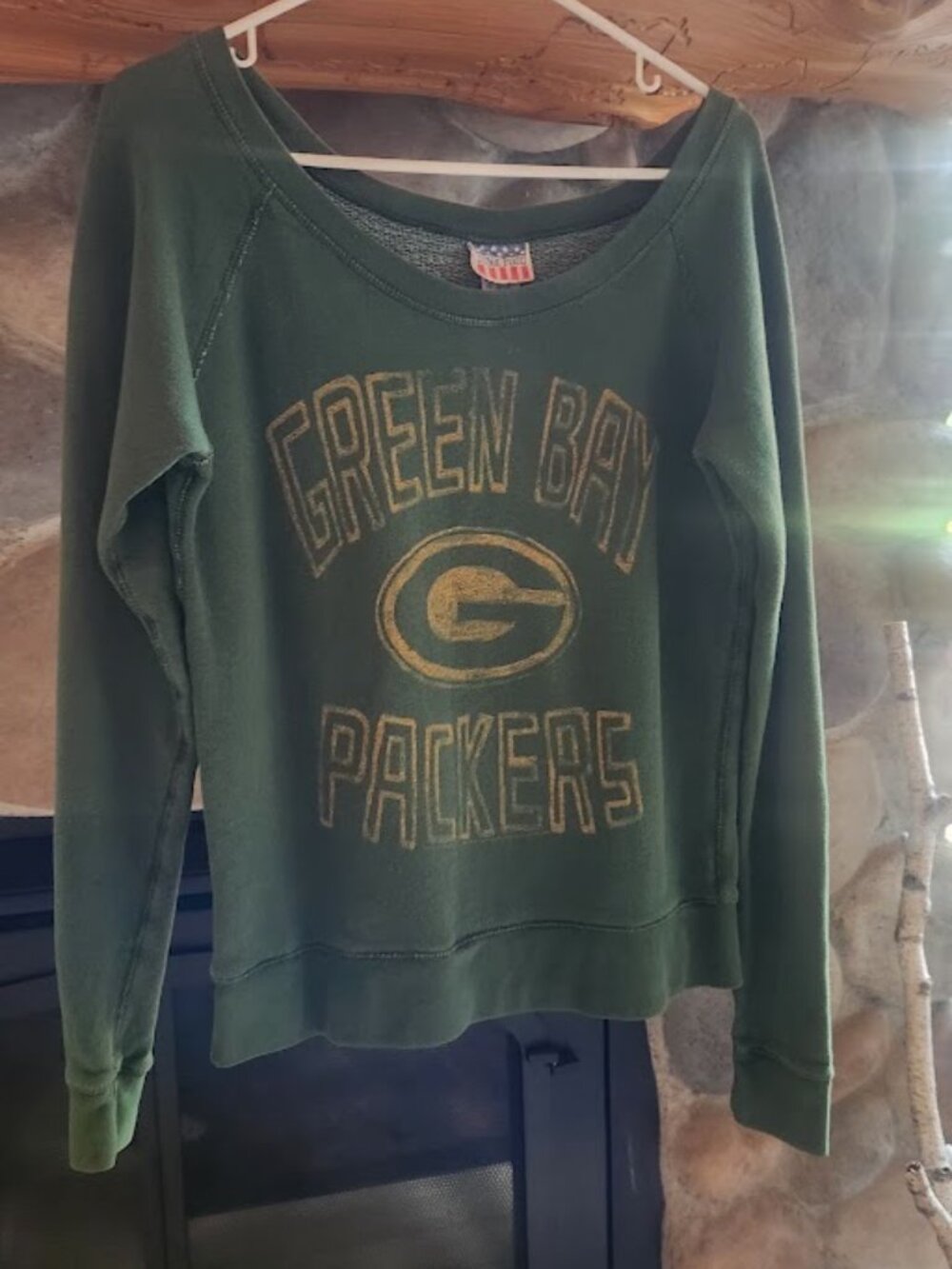 Vintage Green Bay Packers Slouchy Scoop Neck Sweatshirt | Dark Green | Size S